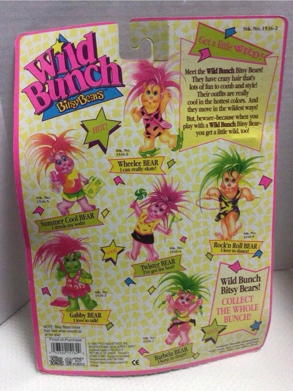 Wild Bunch Bitsy Bears Gabby Bear - Pink Hair Green Body
